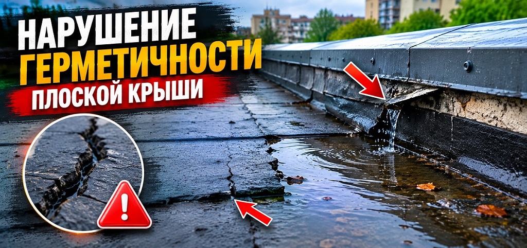 Протечка на плоской крыше - фото